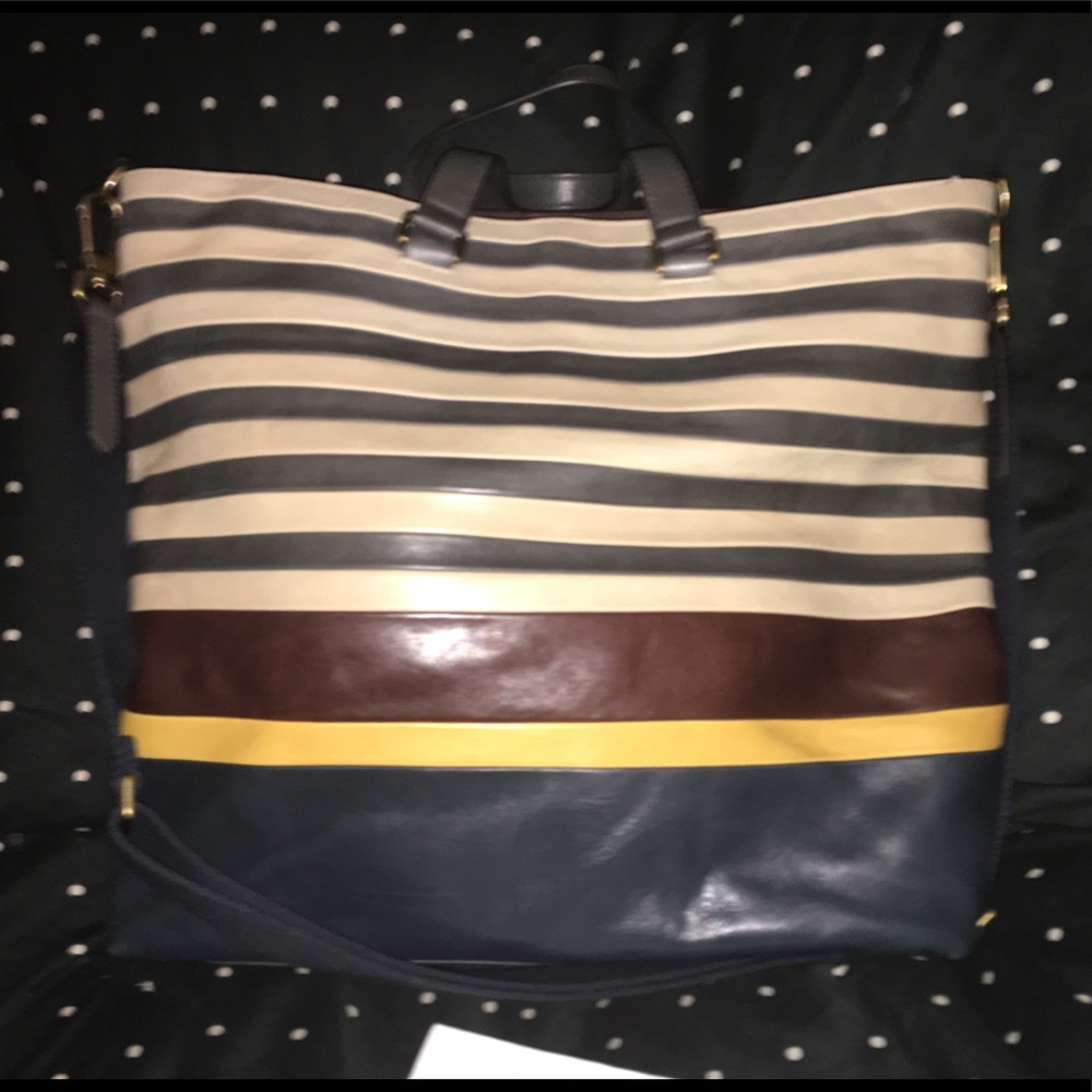 Coach leather Bleecker Bar Stripe Day Tote